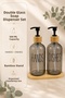 Relly Double Glass Soap Dispenser Set with Bamboo Stand – 2 X 500 ml – Hands & Dishes - 2