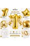 1-9 Years Old Birthday Balloon Set – Gold White Premium Number Foil Balloon, Star and Confetti Balloon Set Transparent Balloon Set Birthday Party Set - 7