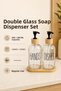 Relly Double Glass Soap Dispenser Set with Bamboo Stand – 2 X 500 ml – Hands & Dishes - 2