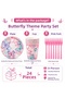 Butterfly Themed Birthday Party Set |   8 and 16 Person Capacity |   Plate, Cup, Fork Set |   Birthday Table Decoration - 6