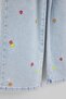 Orta Mavi Kız Çocuk Pamuklu Esnek Kumaş Kalp Nakışlı Wide Leg/Geniş Paça Jean PantolonTKDAW27JE00008 - 6