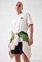 Ekru Oversize/Geniş Kesim Baskılı %100 Pamuk T-Shirt TMNSS25TS00031 - 4
