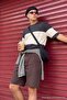 Antrasit Oversize/Geniş Kesim Renk Bloklu Dokulu T-Shirt TMNSS25TS00065 - 2