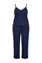 Navy Blue 3-Piece Set %100 Cotton Large Size Knitted Pajamas Set Tbbaw27Ai00046 - 5