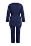 Navy Blue 3-Piece Set %100 Cotton Large Size Knitted Pajamas Set Tbbaw27Ai00046 - 11