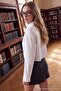 Anthracite Plain Pleated Mini Length Thessaloniki Fabric Knitted Skirt with Shorts Inside Shorts & Bermuda Twoaw27Sr00001 - 5
