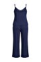 Navy Blue 3-Piece Set %100 Cotton Large Size Knitted Pajamas Set Tbbaw27Ai00046 - 8