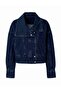 Gece Mavisi Yaka Detaylı Biker Denim Ceket TWOAW27CE00029 - 6