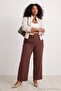 Brown Belted Woven Large Size Trousers Tbbaw27Ar00008