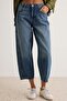 Koyu Mavi Normal Bel Kısa Boy Barrel Jeans TWOAW27JE00218 - 3