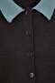 Wardrobe Essentials Antrasit Premium Özel İplik Polo Yaka Triko Hırka TWOAW26HI00225 - 7