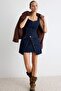 Koyu Mavi Askılı Mini Denim Elbise TWOAW27EL00054