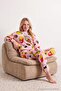 Pink 100% Cotton Slogan Embroidered Patterned Knitted Pajamas Set Thmaw23Pt00064 - 3