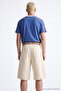 Blue Off Shoulder Regular Fit Red Stripe Detailed 100% Cotton T-Shirt Tmnss26Ts00078 - 7