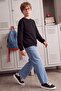 Black Girls/Boys Thick/Fleece-Lined Plain/Basic Crew Neck Knitted Sweatshirt Tkdaw27Sw00032 - 3