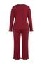 Bordo %100 Pamuklu Fırfırlı Örme Pijama Takımı TBBAW27AI00030 - 9