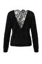 Black Soft Lace Detailed Oversize Knitwear Sweater Twoaw27Kz00038 - 8