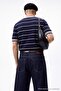 Lacivert Regular/Normal Kesim Çizgili Triko T-Shirt TMNSS26TS00021 - 6