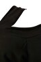 Siyah Kalın Oversize/Geniş Kesim Asimetrik Yaka Omzu Açık Örme Sweatshirt TWOAW27SW00043 - 6