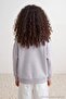Gray Melange Slogan Printed Polo Collar Drop Shoulder Girls' Thick/Fleece Lined Sweatshirt Tkdaw26Sw00009 - 4
