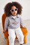 Gray Melange Slogan Printed Polo Collar Drop Shoulder Girls' Thick/Fleece Lined Sweatshirt Tkdaw26Sw00009 - 3