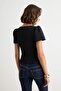 Siyah Düz Fitted/Vücuda Oturan Balon Kol Örme Bluz TWOAW27BZ00262 - 4