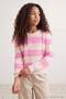 Pink Girls' Striped Crew Neck Knitwear Sweater Tkdaw27Kz00020 - 3