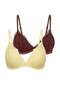 Yellow-Brown 2-Piece Lace Rope Strap Unfilled Unwired Covered Triangle Knitted Bra Thmss24Su00016 - 8