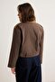 Brown Cotton Fabric Suede Epaulet Collar Detailed Oversize Fit Bomber Jacket Coat Twoaw27Mo00117 - 5