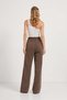 Women's Wide Leg Waist Elastic Brown Palazzo Trousers - 4