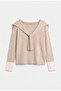 Women's Beige Striped W6-16 Shoulder Insert Detailed Design Knitwear Sweater - 8