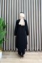 Nurcan Takim Dubai Fabric Women's Black Double-Breasted Look Tunic Pants Hijab Two-Piece Set - 3