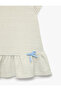 Ribboned Viscose Blended Short Sleeve Crew Neck Dress - 7