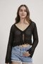 Armalife 3018 Lace-Up Detail Cropped Knitted Women's Cardigan - 2