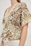 Patterned Lace Detailed Open Collar Blouse - 4