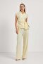Women's Sleeveless Blouse Elastic Pants Yellow Double Bottom Top Set