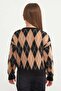 Baklava Patterned Bowknot Buttoned Girls' Cardigan - 5