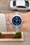 Dial Navy Blue Strap Gray Color 30 mm Numeral Women's Wristwatch - 2