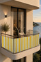 Yellow and White Balcony Curtain Luxury 1St Class Tarpaulin Fabric Rainproof Thick Balcony Tarpaulin with Lace Buttons - 3