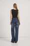Square Neck Strap Snap Fastener Flexible Bodysuit - 6