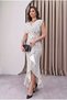 Women's Black Polka Dot Scuba Diving Fabric Double Breasted Collar Skirt Flounce Evening Dress Graduation Wedding Dress - 3