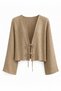 Muslin Fabric Women's Tie-Front Blouse - Tie-Front Hijab Clothing Blouse - 3