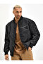Unisex Long Sleeve Printed Bomber Jacket - Black