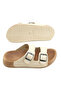 Women's Summer Faux Leather Two Belt Velcro Adjustable Comfortable Sole Casual Slippers - 6