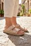 Summer Women's Comfortable Sole Faux Leather Double Buckle Adjustable Daily Slippers