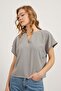 Women's Casual Summer Basic Short Sleeve Loose Gray Blouse - 3