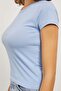 Women's Crew Neck Stone Tight Short Blue T-Shirt - 5
