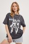 Women's Rock Girl Printed Crew Neck Smoked T-Shirt