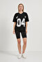 Women's 04 Print V-Neck Oversize Black College T-Shirt - 3