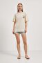 Women's Back Printed Short Sleeve Cream Oversize T-Shirt - 3